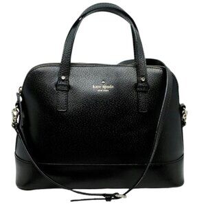KATE SPADE~Grand Street Rachelle~BLACK LEATHER SATCHEL CROSSBODY BAG